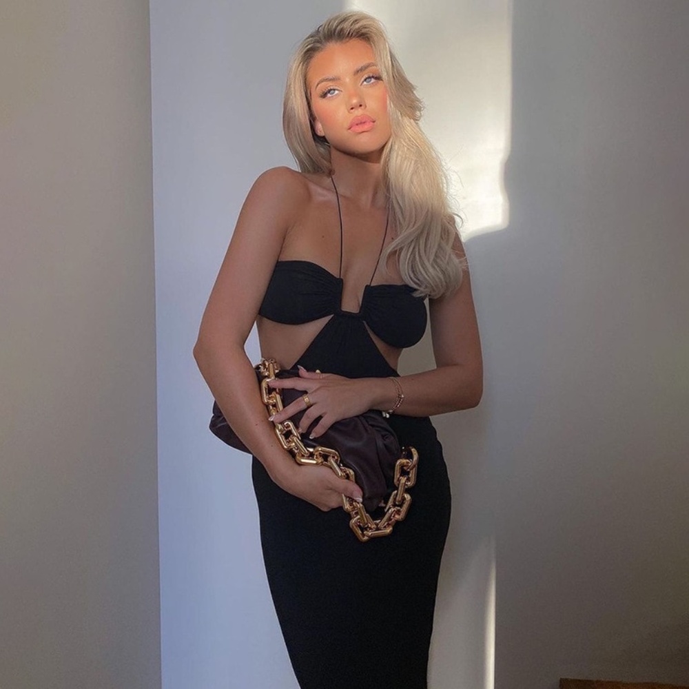Black Cut Out Dress Midi
